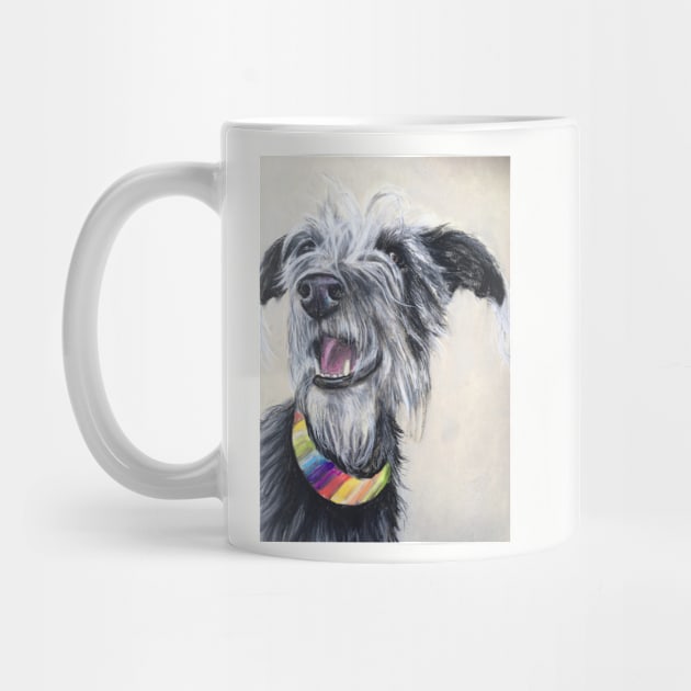 Scruffy Lurcher rainbow collar by Merlinsmates